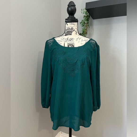 Maurices Tops - Maurice’s Chiffon Crochet Blouse Fashion Top